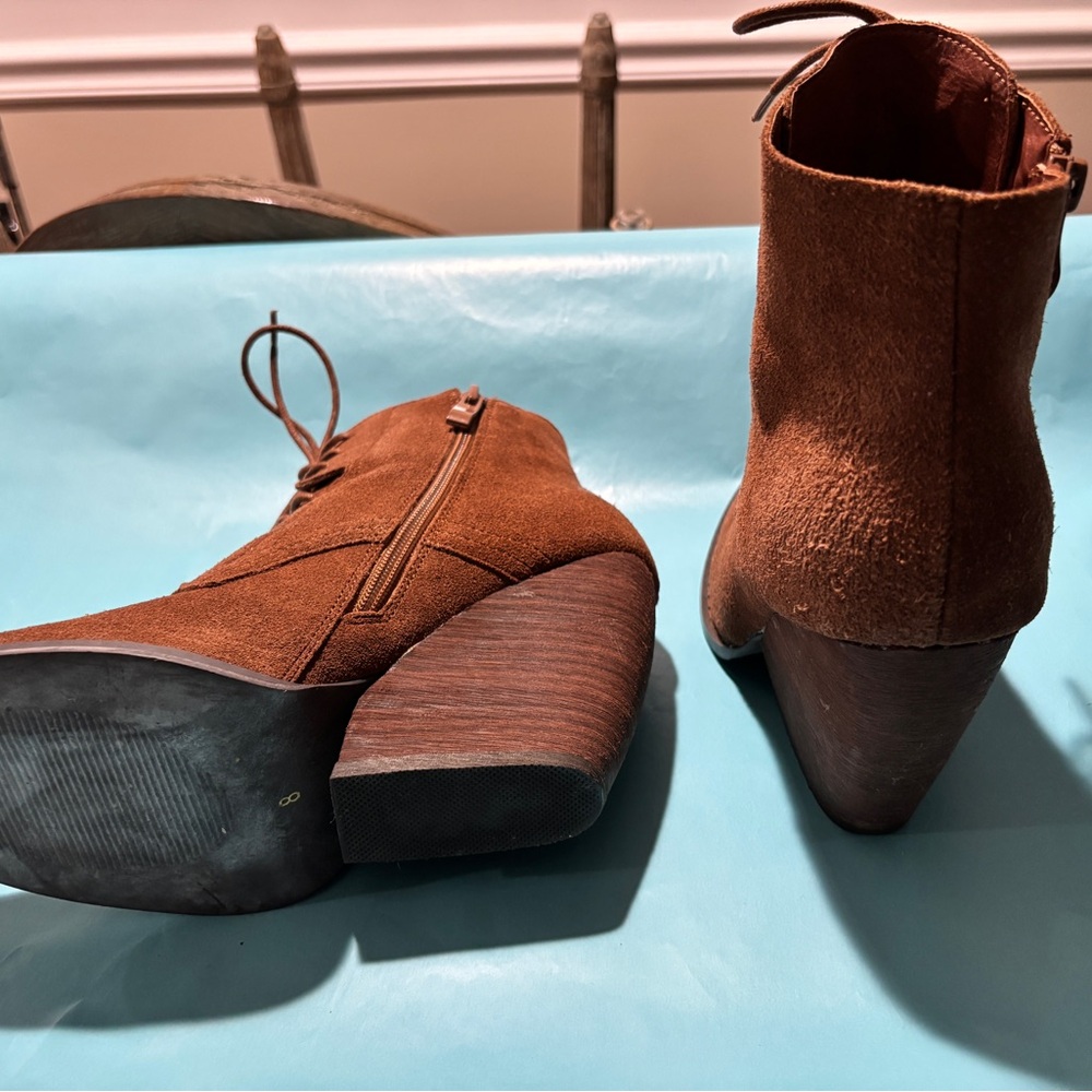 Very Volatile Brown Suede Lace-Up Ankle Booties - Picture 3 of 7